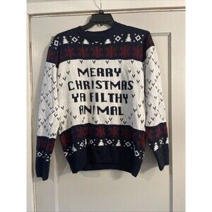 Merry Christmas Ya Filthy Animal Sweater Men’s M You Look Ugly Today VNC